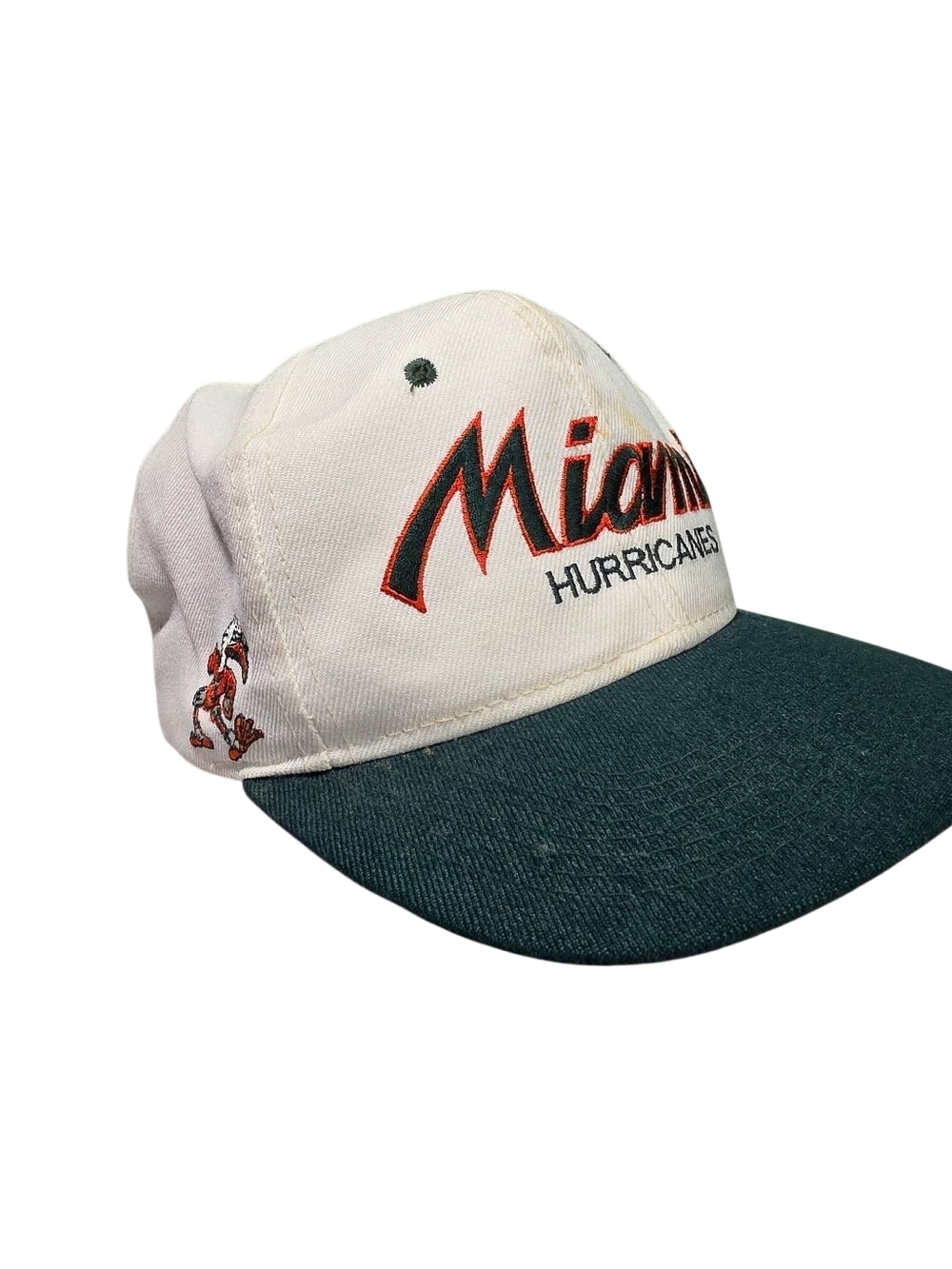 Miami Hurricanes Vintage White & Green Baseball Cap